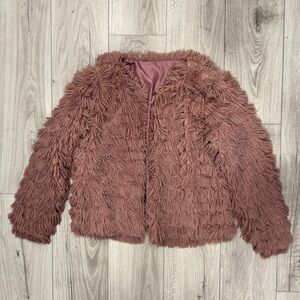 Women's Mauve Teddy shag tassel Jacket
